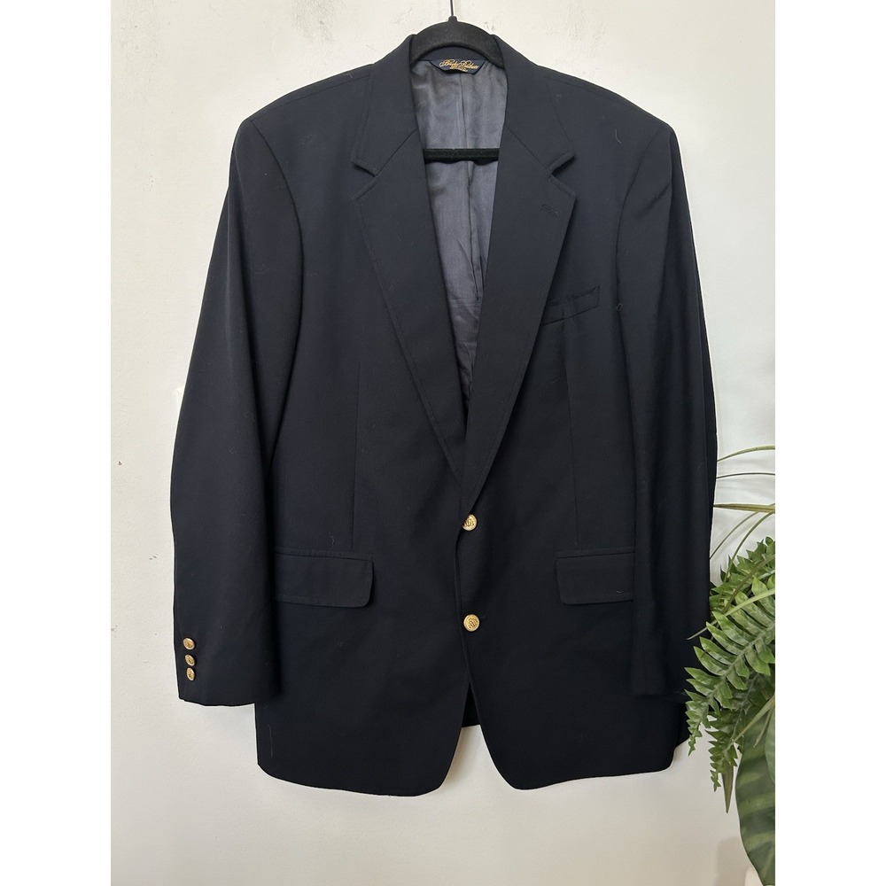 Brooks Brothers 44L Navy Blue Blazer Gold Button Classic Prep Ivy League Suit